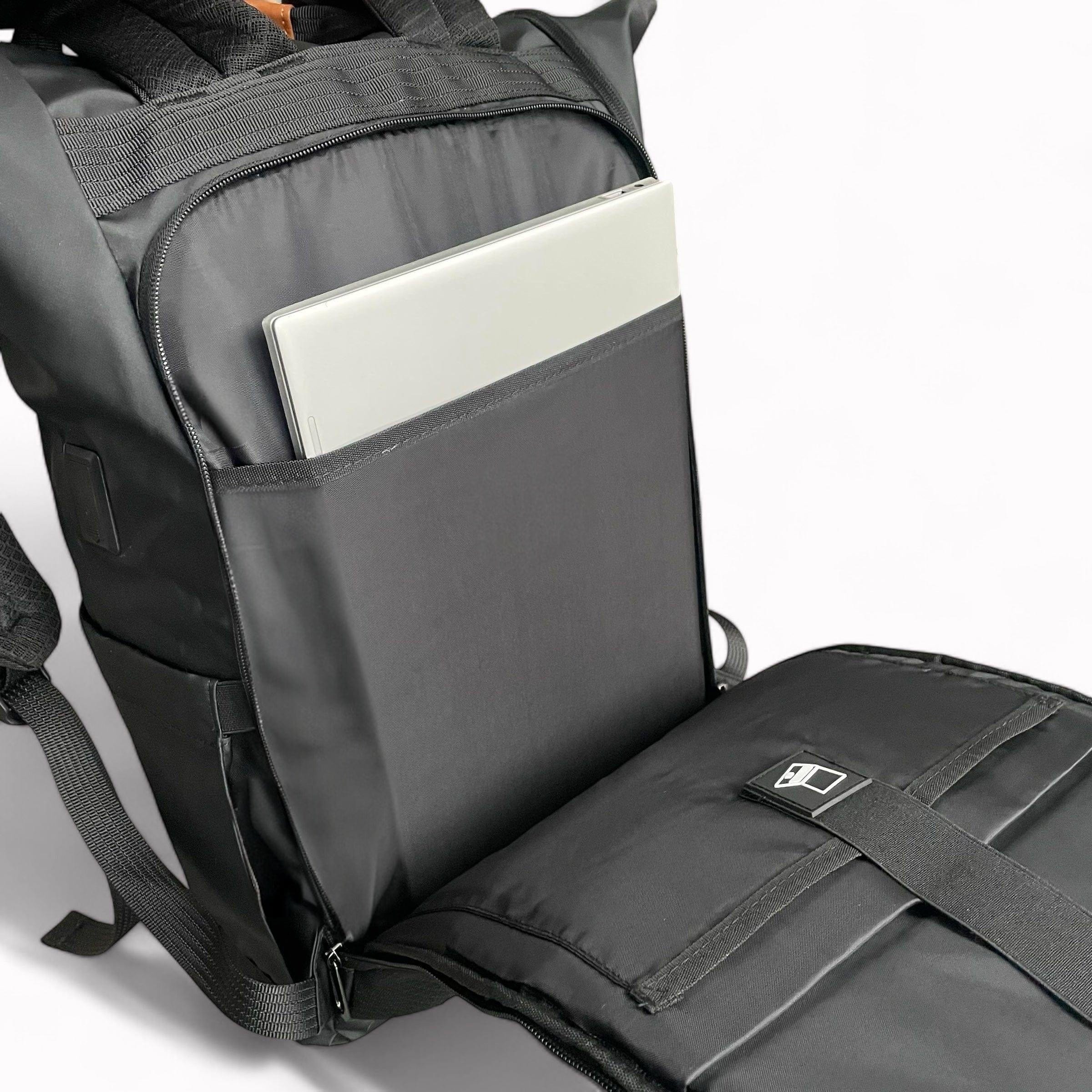The Commuter Backpack by Travel Companion. This Backpack comes with an expandable rolltop design , padded rear laptop compartment which opens at 90 degrees giving you east access. It also comes with a built in USB charging port ensuring you stay connected on the go. It is built with durable and waterproof materials making it your perfect commuting companion.