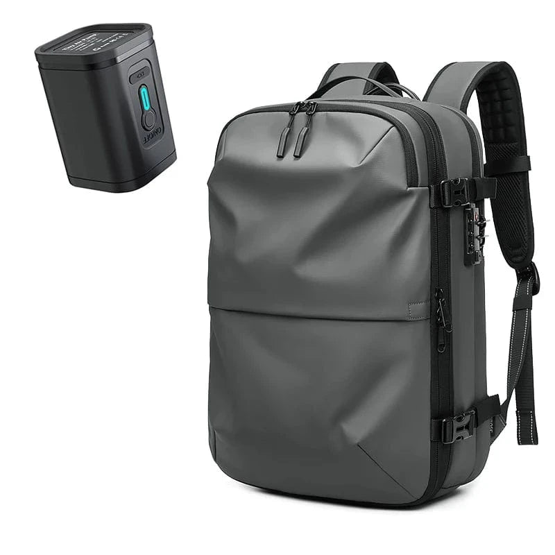 Travel Companion Travel Backpack Dark grey with pump The Packmax Travel Bag