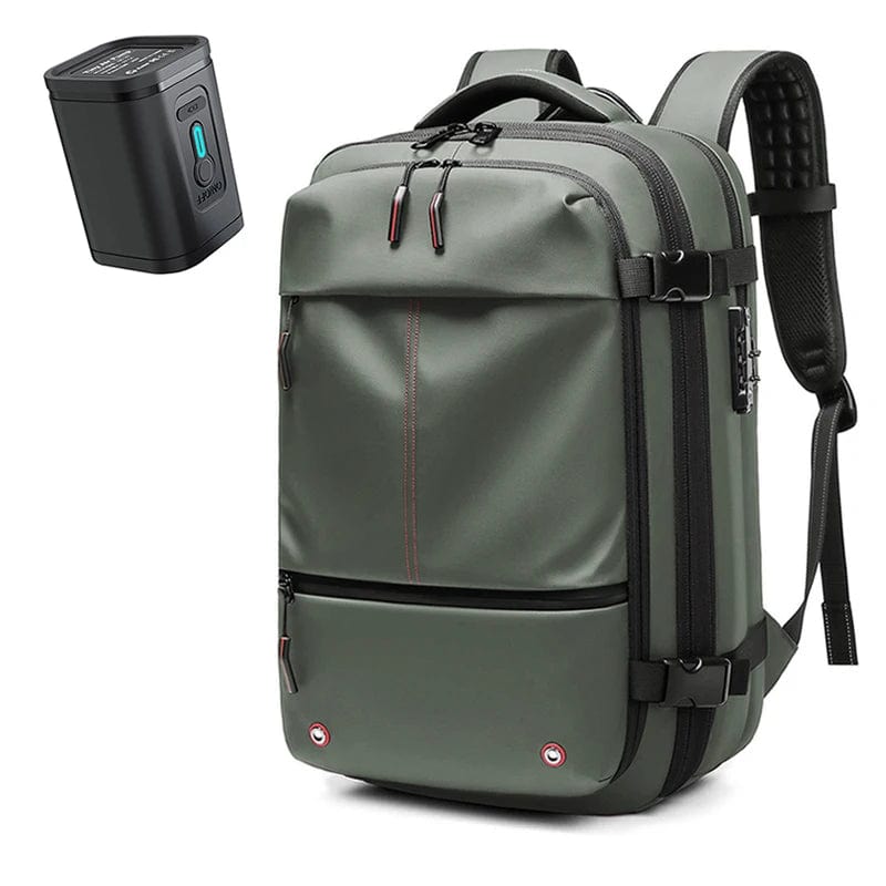 Travel Companion Travel Backpack Green with vacuum pump The Spacesaver Travel Bag