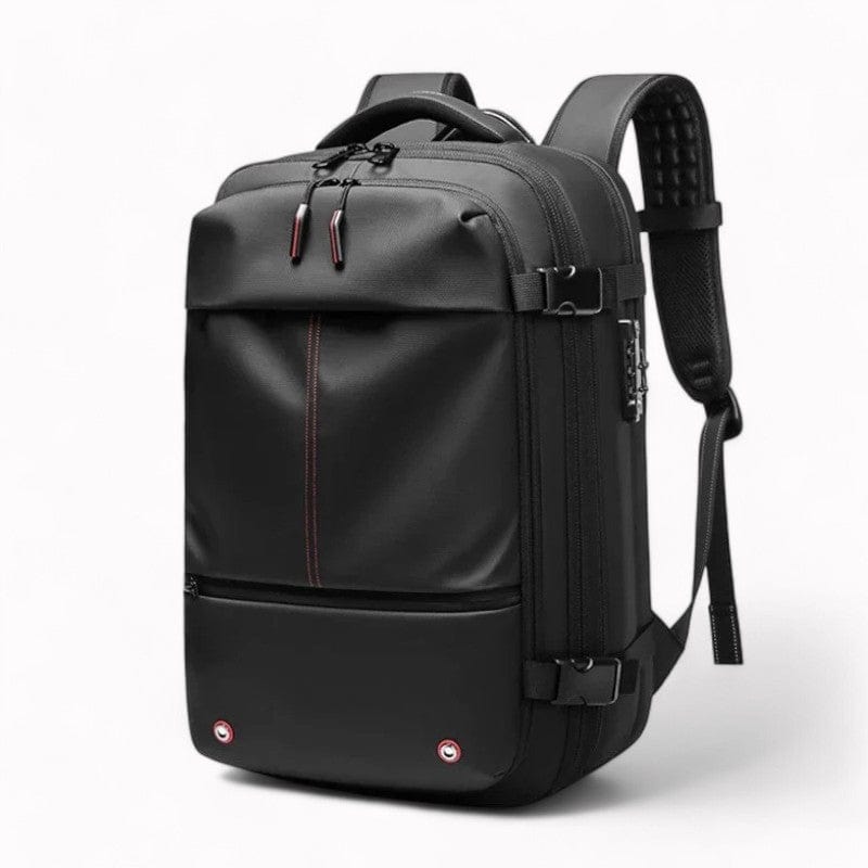 Travel backpack with built in vacuum compression system which saves you upto 50% space in your backpack. Separate laptop compartment , wet & dry separation , secret back pocket and ergonomic design by travel companion