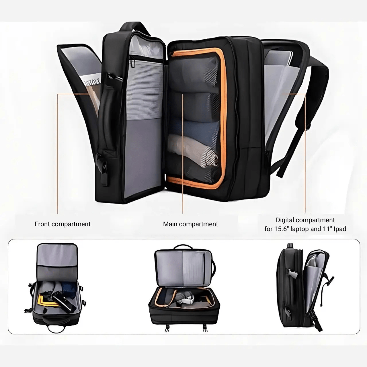 Digital Nomad Backpack by Travel Companion, ideal for travel or commuting with its large capacity , multi compartments , USB charging port, expandable zip design and padded laptop compartment.