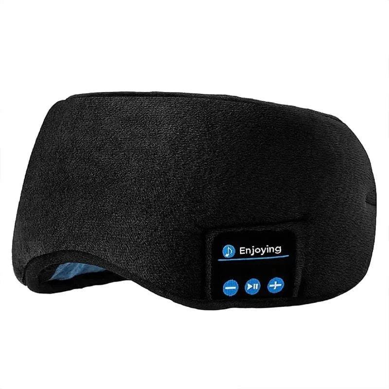 Travel Companion Black Bluetooth Wireless Headphones Sleeping Eye Mask Earphones Smart Music Sleep Headband Soft Elastic Eye Cover Headset Yoga Travel