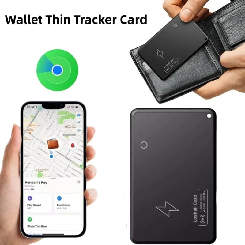 Travel Companion black New Wireless Charging Tracking Location Wallet Tracker Card Waterproof GPS Locator Work with Apple Find My App Bluetooth Tracker
