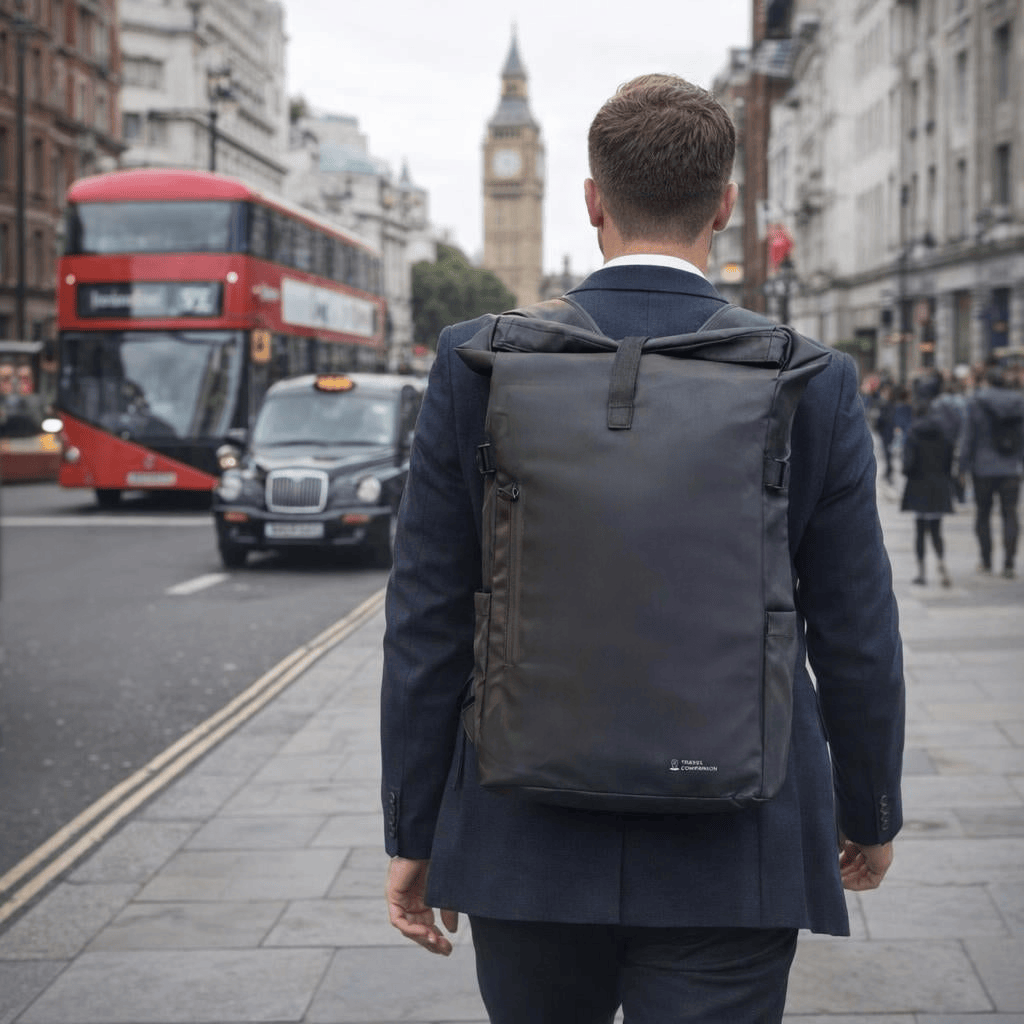 Travel Companion Black The Rolltop Backpack