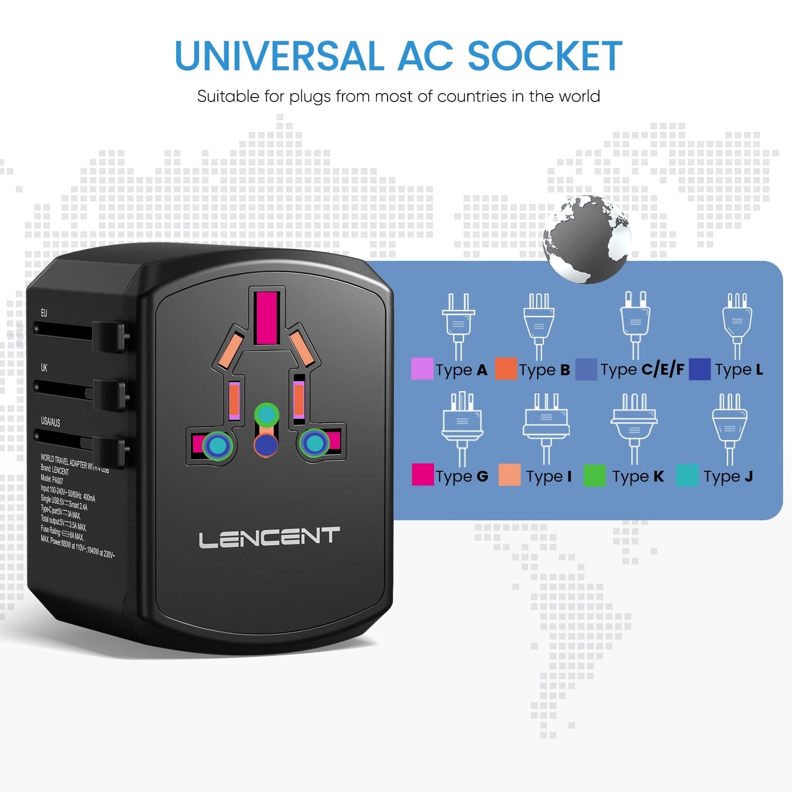 Travel Companion Universal  Plug Universal Travel Adapter: Your Essential All-in-One Companion Worldwide